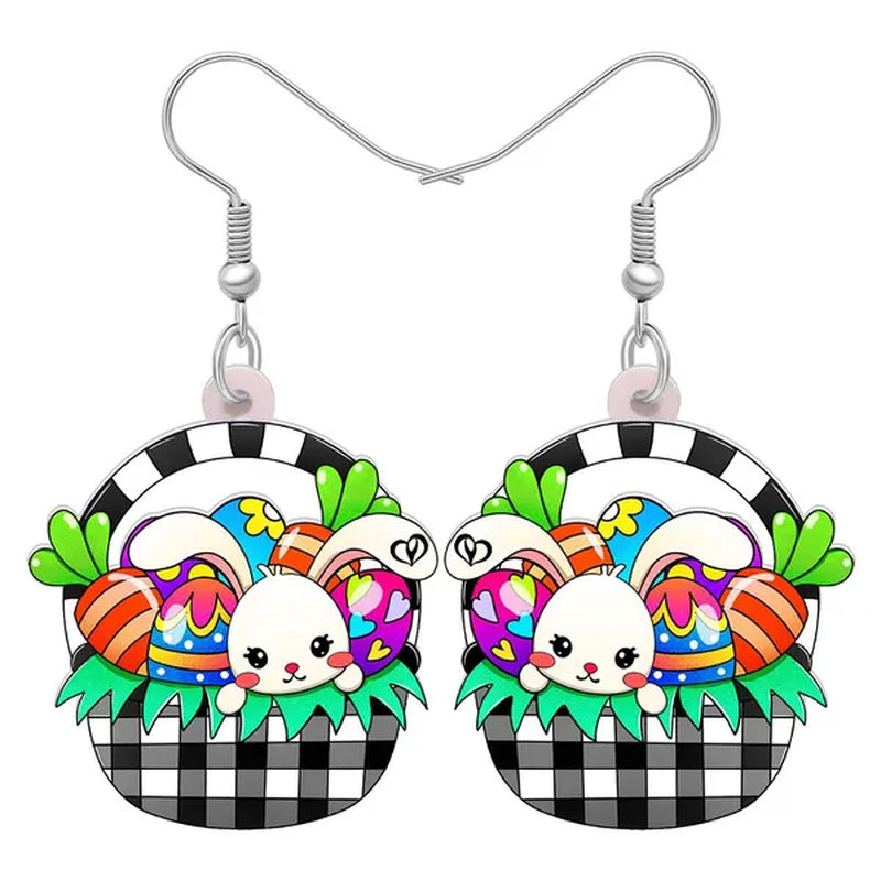 Acrylic Easter Eggs Bunny Hare Rabbit Earrings Drop Dangle Egge Jewelry For Women Girls Kids Charms Festival Gift Accessories