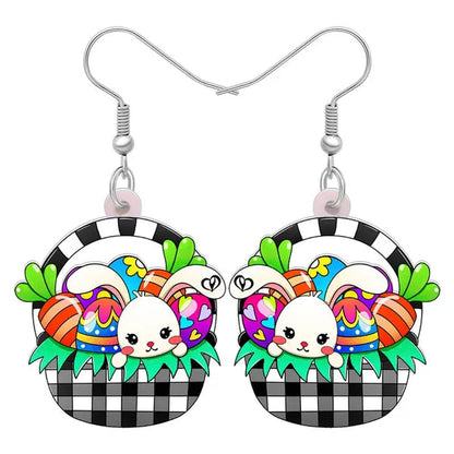 Acrylic Easter Eggs Bunny Hare Rabbit Earrings Drop Dangle Egge Jewelry For Women Girls Kids Charms Festival Gift Accessories