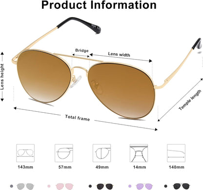 Classic Aviator Sunglasses for Women Men Metal Spring Hinges SJ1030