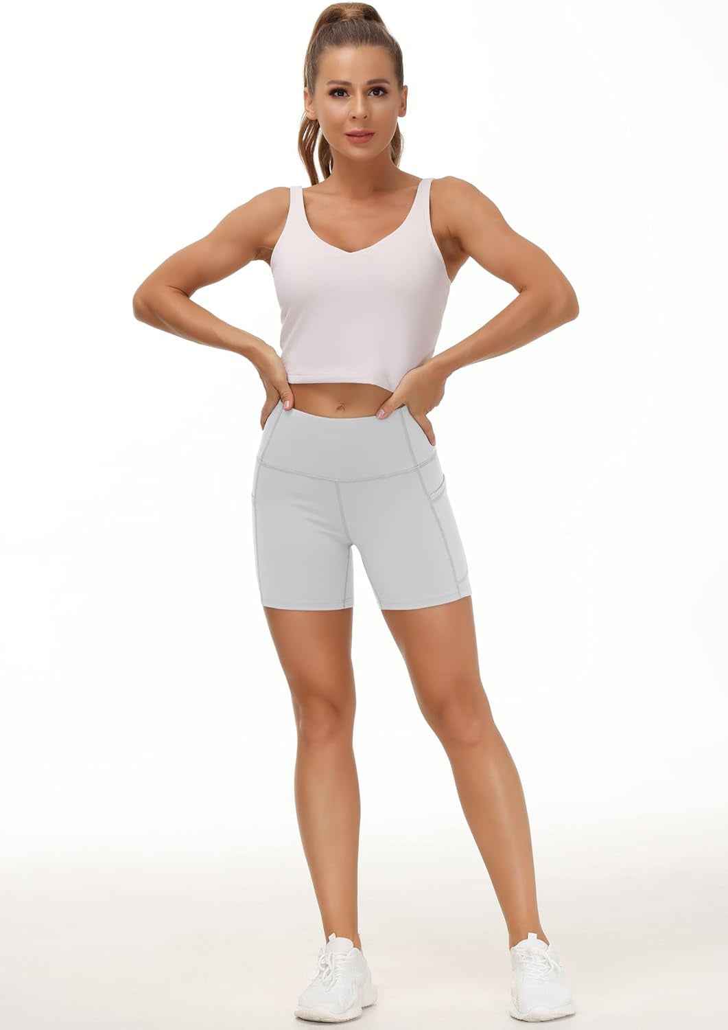 Women'S High Waist Workout Shorts Breathable Dolphin Split Elastic Lounge Yoga Shorts