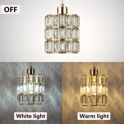 Gold Crystal Pendant Light, Pendant Lights Kitchen Island 3 Pack, Adjustable Modern Pendant Light, Hanging Light Fixtures for Dining Room Entryway Living Room Bar