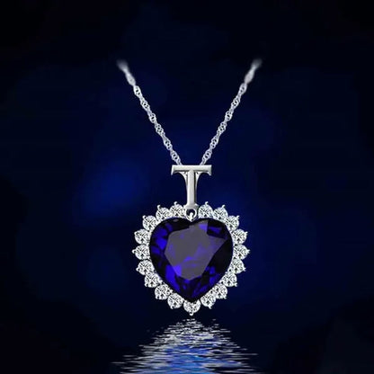 New Titanic Heart of the Ocean Sapphire Crystal Chain Necklace Pendant Plate Jewelry (Color/Blue)