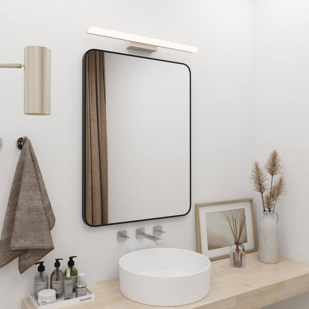 24 In. W X 32 In. H Rectangular Metal Framed Wall Bathroom Vanity Mirror in Matte Black