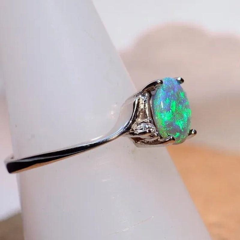 Exquisite Women wedding Jewelry Oval Cut Opal Jewelry Birthday Proposal Gift Bridal Engagement Party Band Rings Size 5 - 11