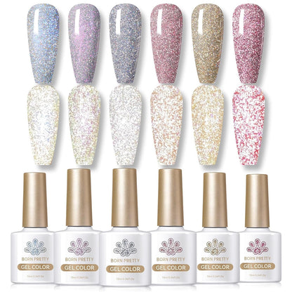 Cat Magnetic Gel Nail Polish Set Auroras 9D Cat Magnetic Eye Glitter Gel Polish Nail Art Manicure Collection Gift 6PCS