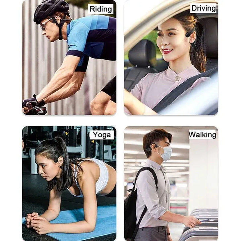 Open Ear Bone Conduction Bluetooth Headphones Waterproof Stereo Wireless Headset with Microphone for Driving Working Running Cycling