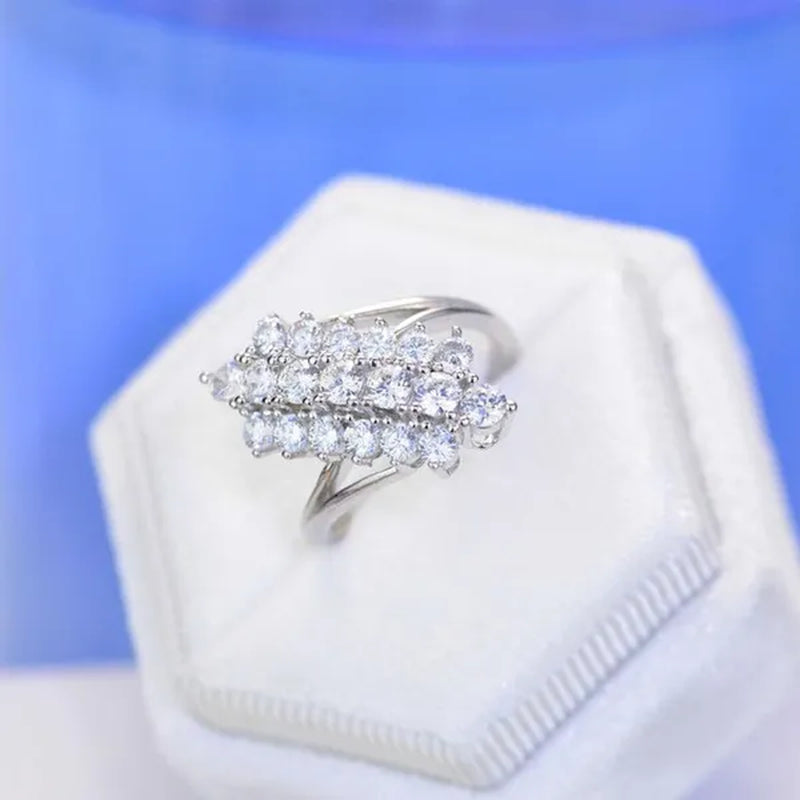 Exquisite Luxury Three Rows Sparkling Zirconia Ring Bridal Engagement Reception Anniversary Jewelry Gift
