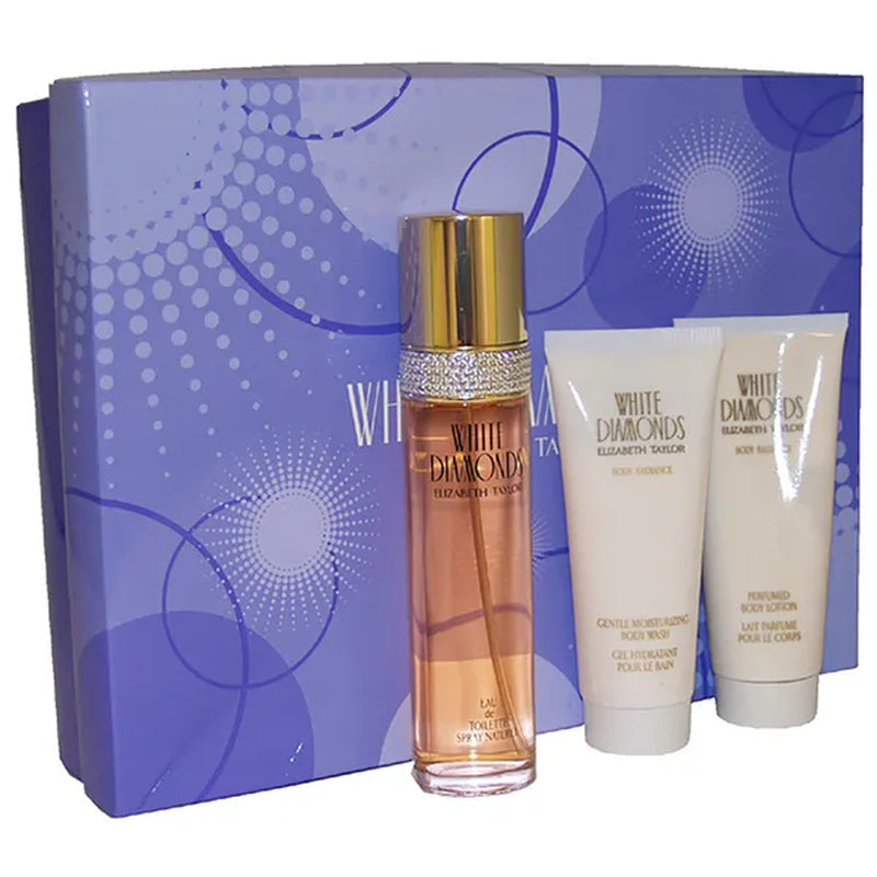 White Diamonds by Elizabeth Taylor for Women - 3 Pc Gift Set 3.3Oz EDT Spray, 3.3Oz Body Lotion, 3.3Oz Body Wash