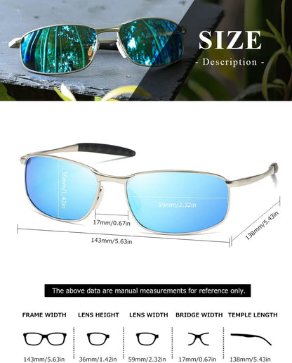 Polarized Sunglasses for Men Rectangle Metal Frame Retro Sun Glasses AE0395