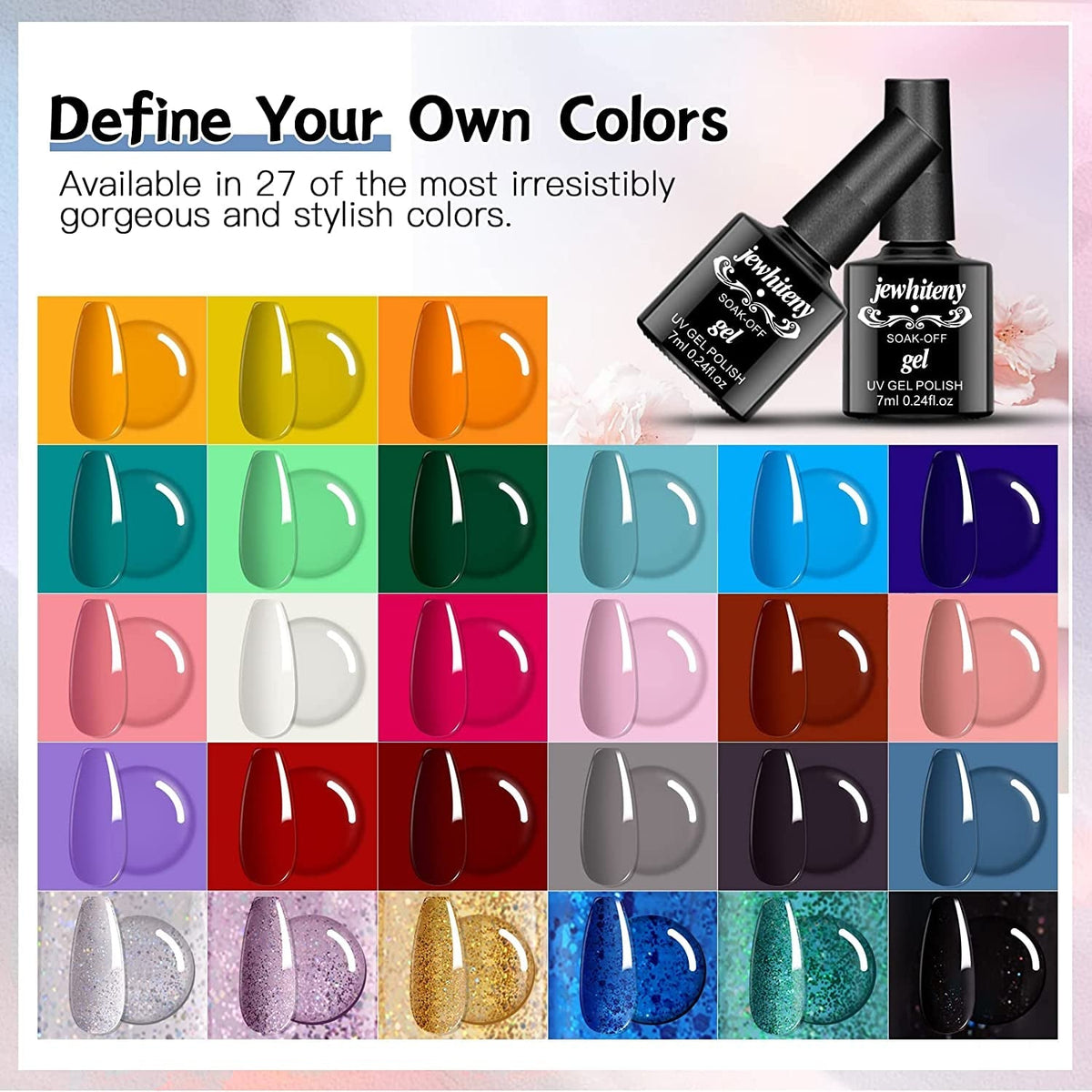 27 Colors Gel Nail Polish Kit with U V Light, 120W U V LED Nail Dryer Lamp Curing Gel Nail Polish Set Popular Gel Nail Polish Set DIY at Home, Nail Manicure Tools