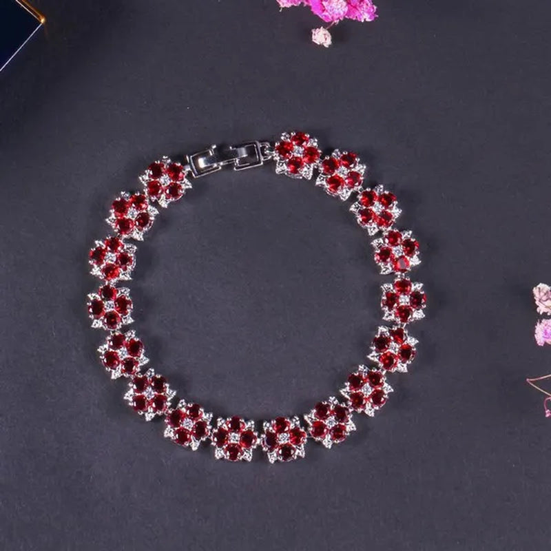CANDICE Fashion Wonem Sterling Silver Plated Charm Flower Jewelry with Blue Crystal Stone Wedding Bracelet Bangle for Ladies Fine Jewelry