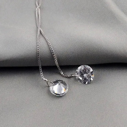 925 Sterling Silver Long Chain Tassel CZ Dangle Threader Earrings for Women Girl
