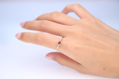 10K Yellow Gold Mozambique Genuine Ruby Ring with Diamonds for Women | Ethically, Authentically & Organically Sourced (Oval) Shaped Ruby Hand-Crafted Jewelry for Her | Ruby Ring for Women