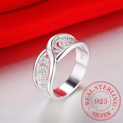 Gorgeous Rounded Hollow Shiny Ring Wholesale Price Fashion 925 Jewelry 925 Sterling Silver Rings for women Engagemetn/Wedding Party Jewelry Gift