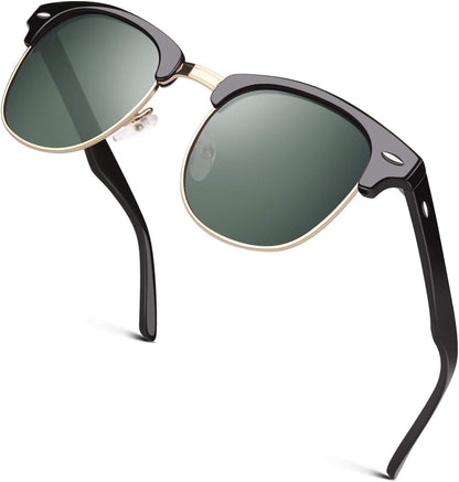Classic Horn Rimmed Semi Rimless Polarized Sunglasses for Men Women GQO6
