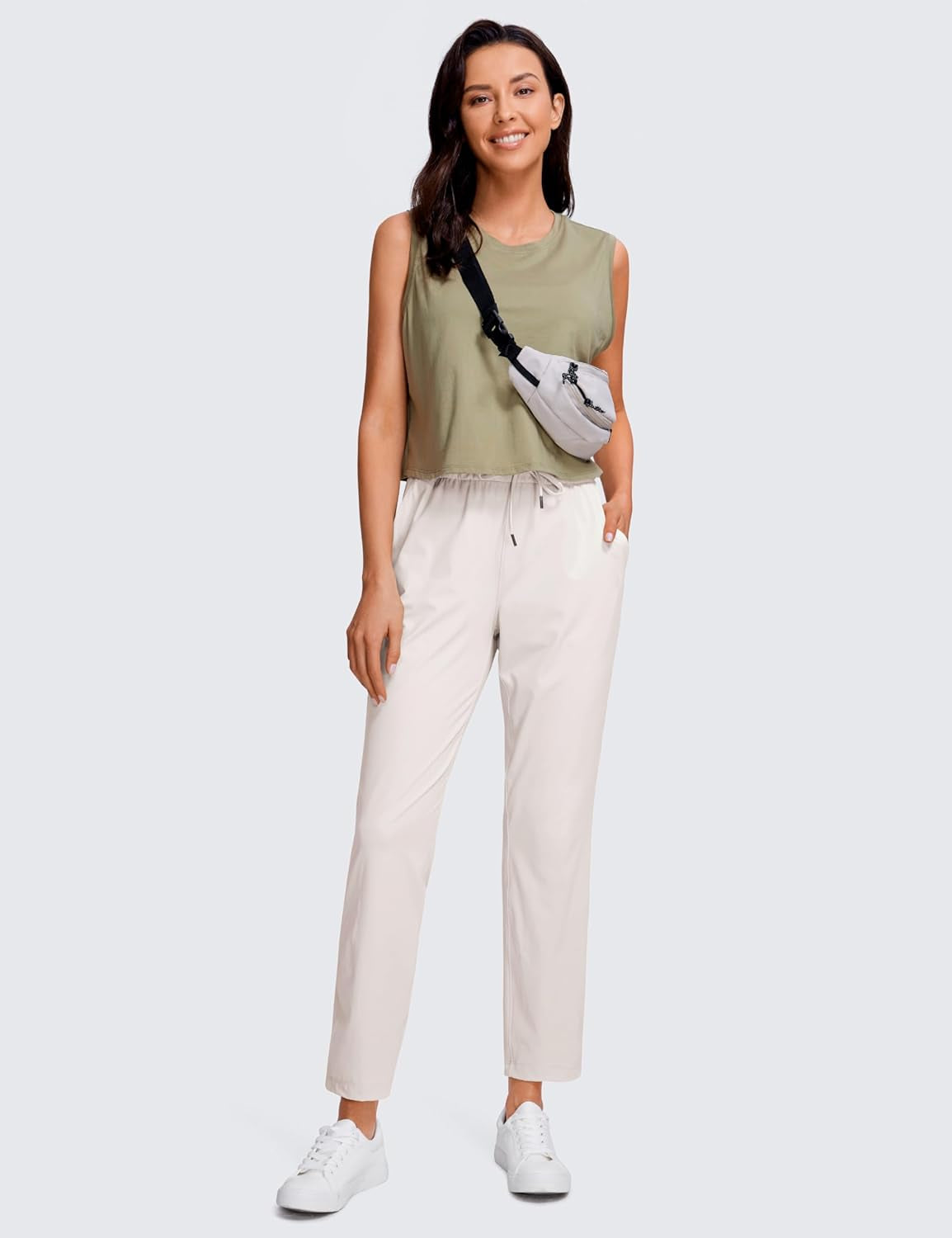 Womens 4-Way Stretch Ankle Golf Pants 7/8 Casual Dress Work Athletic Travel Workout Sweatpants with Pockets