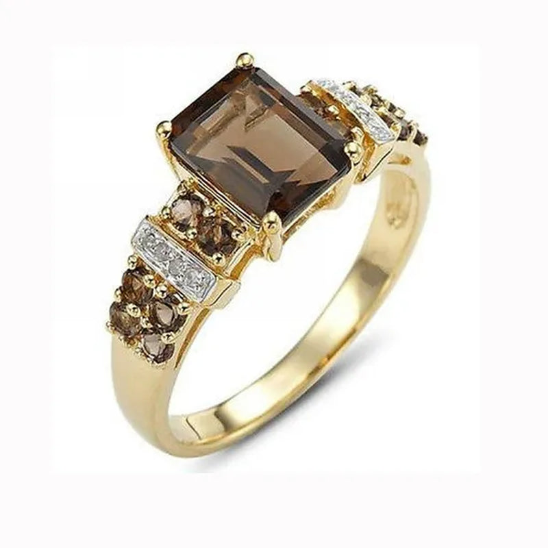 Women's Men Brown Sapphire 18K Golden Plated Ring Jewelry Size 6-10 (Choice Color and Size )