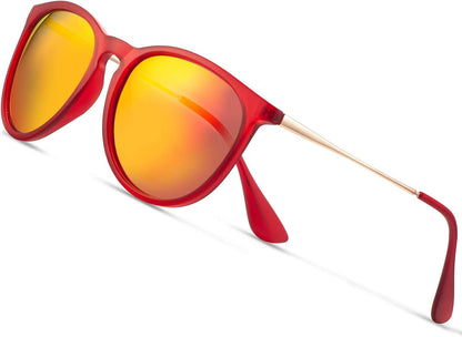 Sunglasses Womens Men Polarized UV Protection Trendy Vintage Retro Round Mirrored Lens Sunglasses For Women