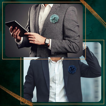 16 Pcs Lapel Flowers for Men Suits Flower Lapel Pins for Men Brooch Pins Handmade Satin Boutonniere