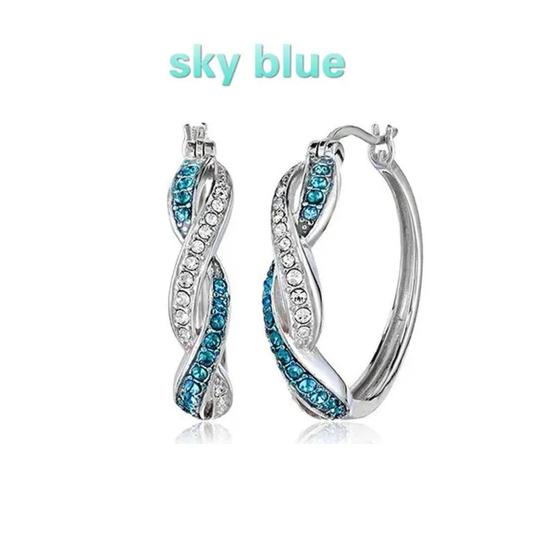 Fashionable new style 925 silver needle zircon earrings trendy color earrings simple and creative inlaid zircon earrings