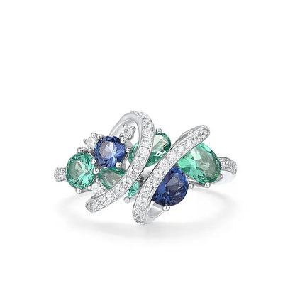 Trendy Luxury Creative Ladies Stone Ring Sparkling Twisted Zircon Ring Bridal Wedding Engagement Ring Mother's Day Birthday Party Anniversary Gift High Jewelry Anillo De Compromiso