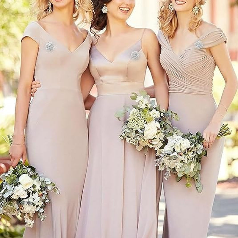 Crystal Rhinestone Flower Brooch - Silver Twisted Petals - DIY Wedding Bridal Bouquet & Bridesmaid Brooch Pins