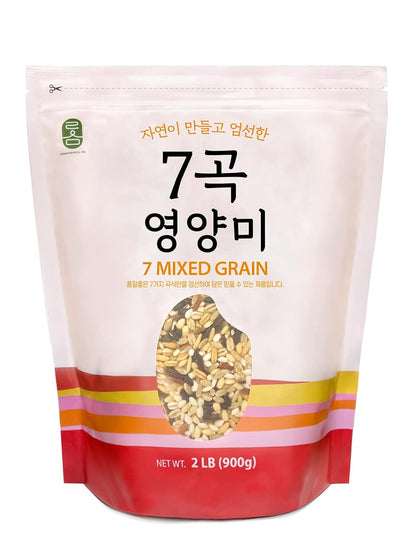 7 Premium Healthy Mixed Grains Rice with Brown Rice, Wild Sweet Rice, Red Rice, Whole Barley, Oat, Brown and White Sweet Rice - 2 Pound (Pack of 1)