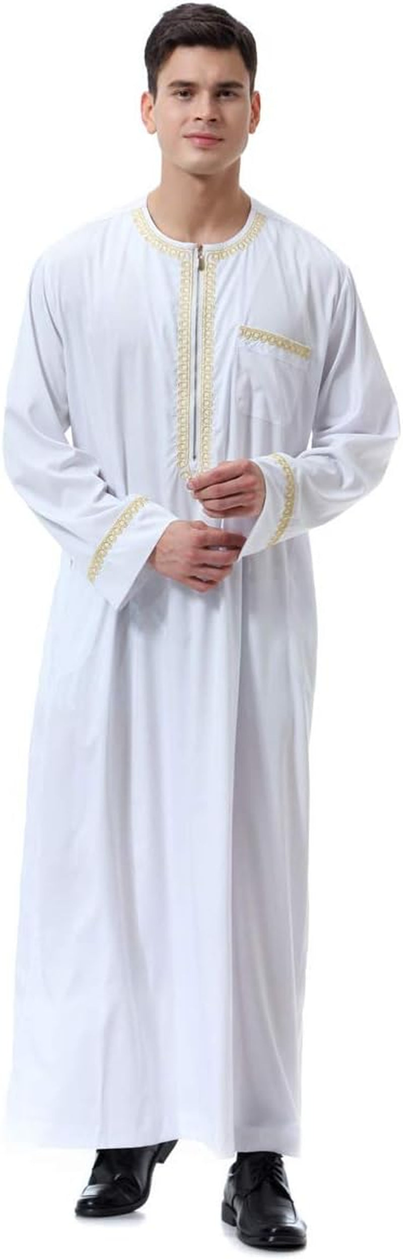 Men'S Muslim Clothes Durable Kaftan Robe Dubai Long Gown Ethnic Clothes,1Pc Soft Robe