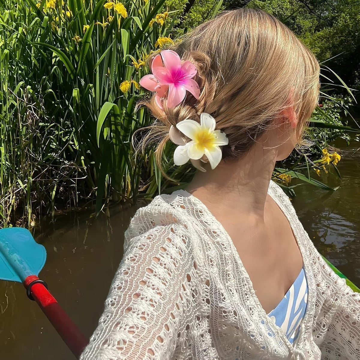Large Claw Clips for Thick Hair - Strong Hold Nonslip Hawaiian Flower Hair Accessories, Banana Clip for Thin Hair