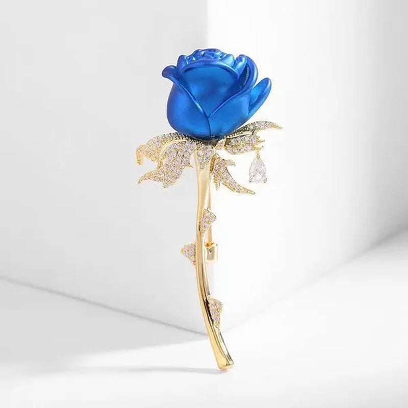 Fashion Diamond Inlaid Rose Brooch Temperament Elegant Flower Tassel Brooch Clothing Accessories Pin Clothing Brooch