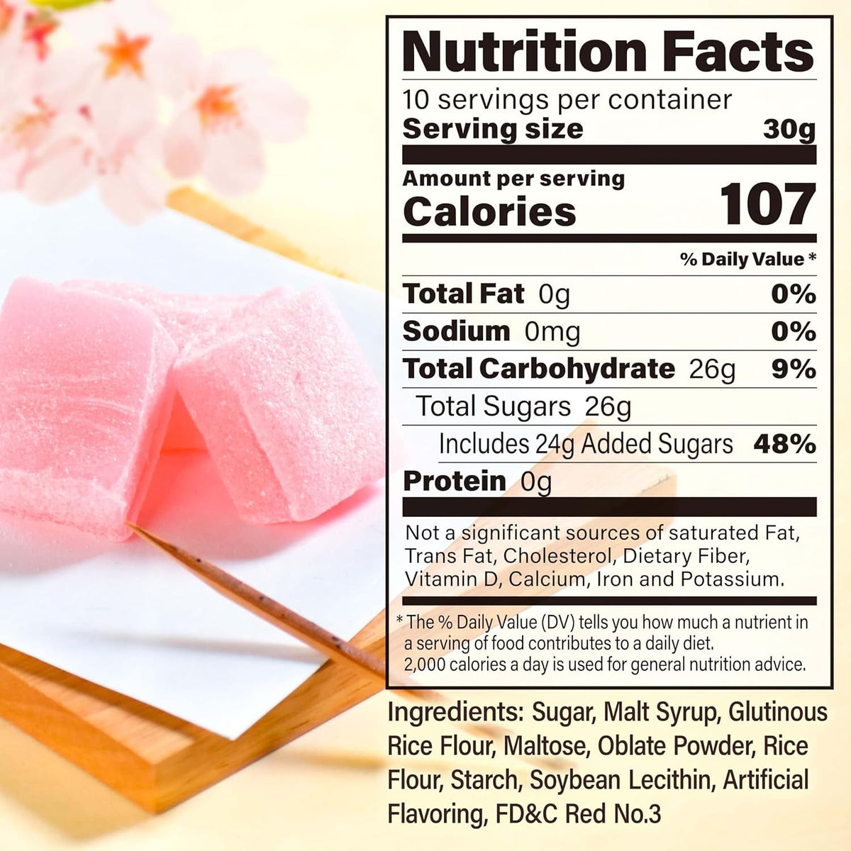 Japanese Sakura Mochi Candies, Real Traditional Cherry Blossom Rice Cakes, 300G/10.58Oz, Japanese Snacks, Japanese Candy, Individually Wrapped