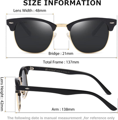 Polarized Sunglasses for Women and Men Semi Rimless Frame Retro Sun Glasses AE0369