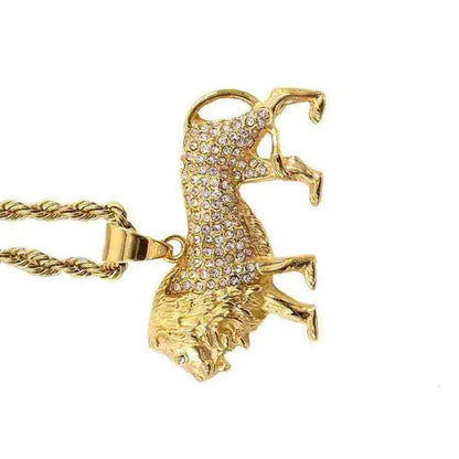 Fashion 316L Stainless Steel with Diamond Gold Lion Necklace Hip Hop Jewelry Pendant