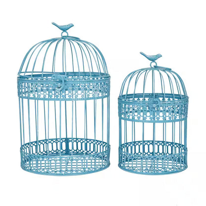 Blue Metal Birdcage with Latch Lock Closure and Hanging Hook (2- Pack)