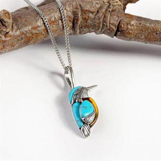 Fashion Exquisite White Turquoise Gemstone Bird Chain Necklaces for Women Personality Birthday Anniversary Gift Wedding Engagement Party Banquet Pendant Necklace