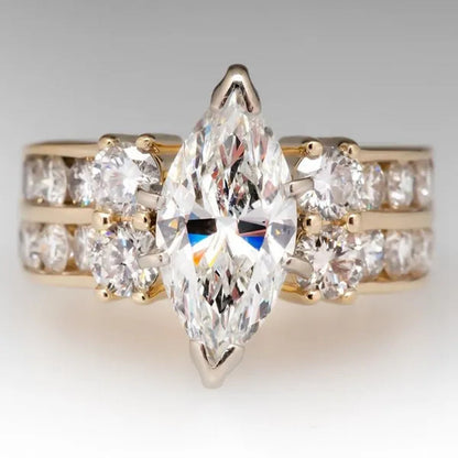 Exquisite Marquise Cut Zircon Rings for Women Engagement Rings Elegant Bridal Wedding Jewelry Gift