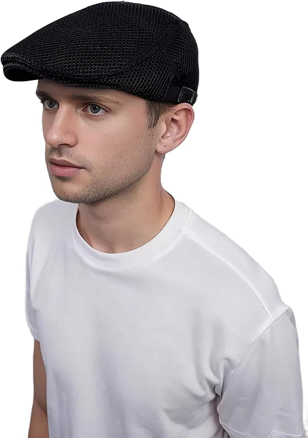 Men'S Breathable Mesh Summer Hat Adjustable Newsboy Beret Ivy Cap Cabbie Flat Cap Gatsby Driving Hunting Hats