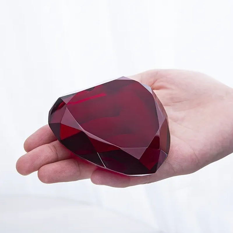 Heart Shape 80mm Crystal Diamond Paperweight  Art Glass Figurine Home Wedding Decor Collectible Gift Souvenir