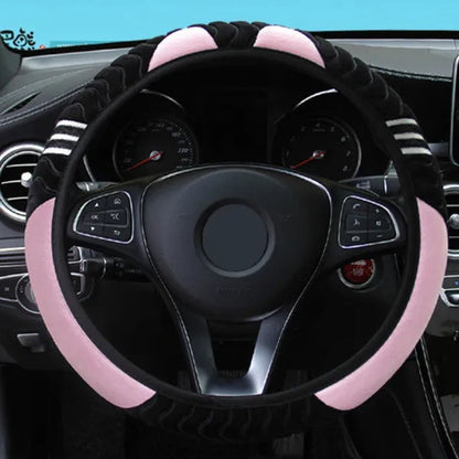 Cute Cartoon Ears Cat Steering Wheel Universal Car Shape Steering Wheel Grip Cover Car Decoration