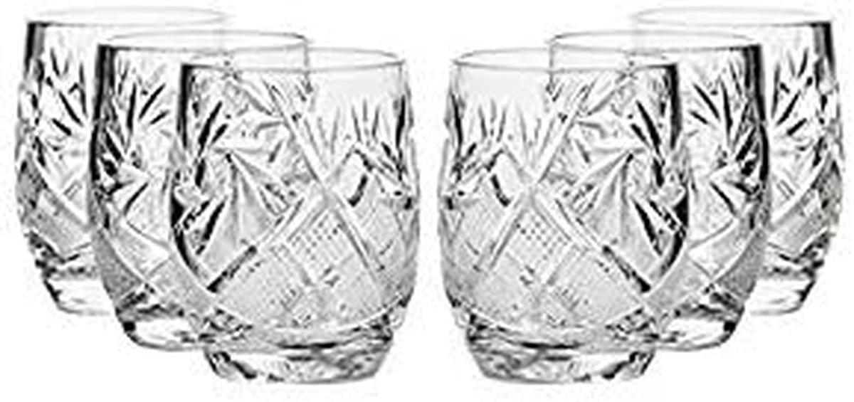 Set of 6, 1.5-Oz Hand Made Vintage Russian Crystal Shot Glasses, Vodka Liquor Old-Fashioned Glassware