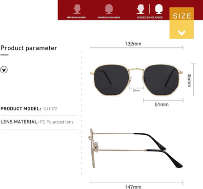 Square Polarized Sunglasses for Women Men Small Hexagonal Polygon Mirrored Lens SJ1072