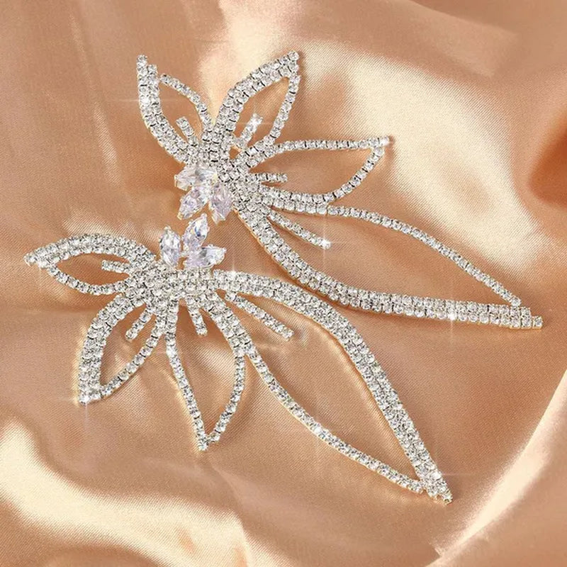 New Exaggerated Rhombus Glitter Crystal Diamond Earrings Creative Fashion Ladies Pendant Earrings Jewelry