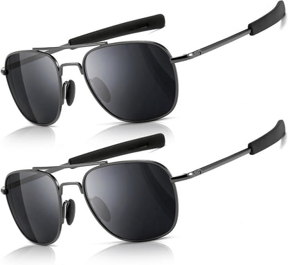 Men's Military Style Polarized Pilot Aviator Sunglasses Bayonet Temples