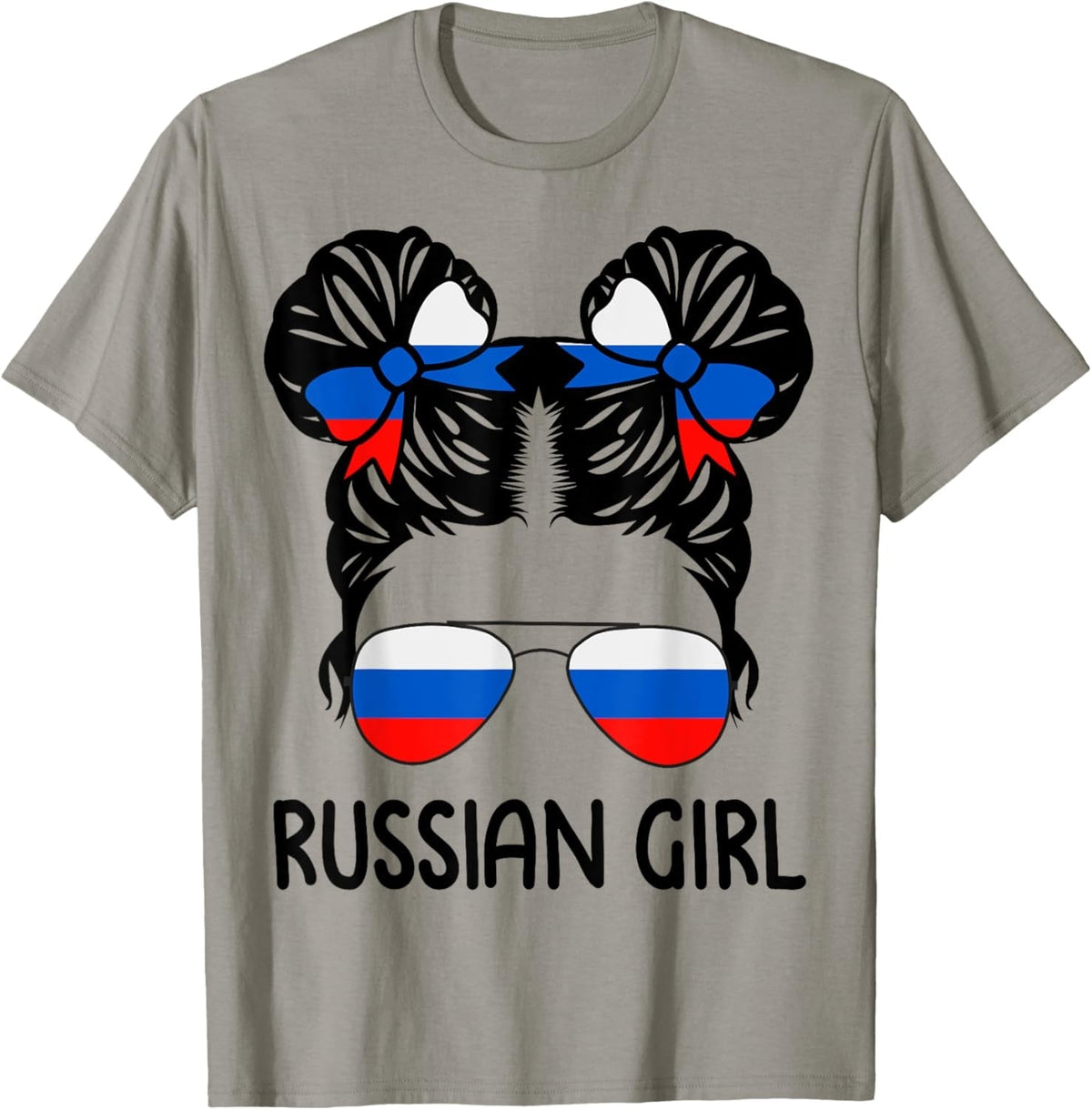 Russian Girl Messy Hair Russia Pride Patriotic Womens Kids T-Shirt