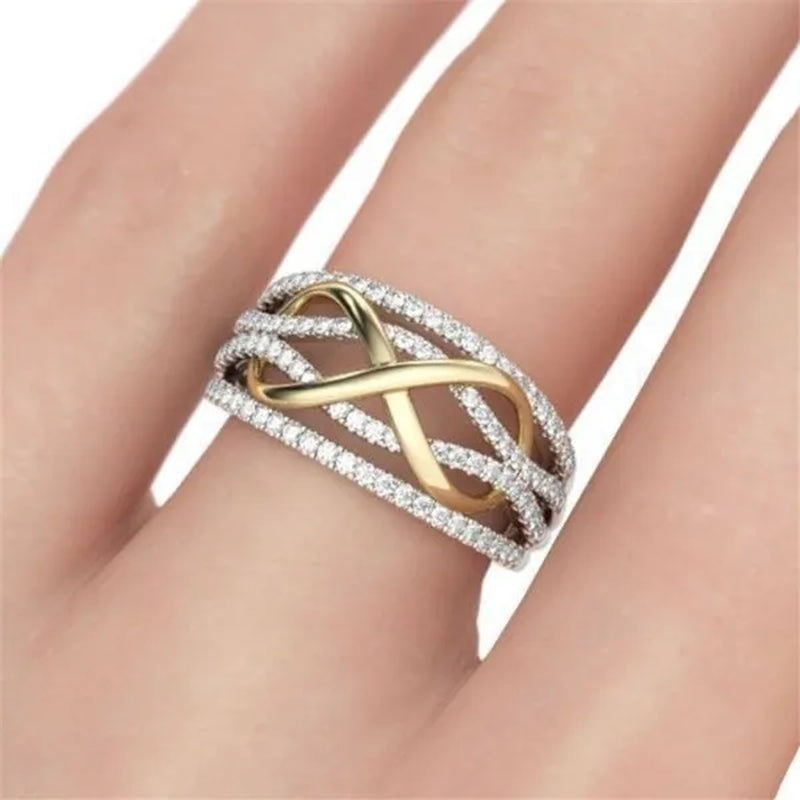 Wedding Engagement Ring Love Diamond Infinity Bowknot Rings for Women Rhinestone Jewelry