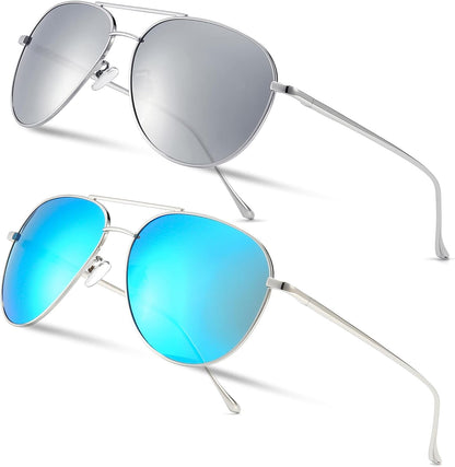 Women's Lightweight Oversized Aviator Sunglasses - Mirrored Polarized Lens