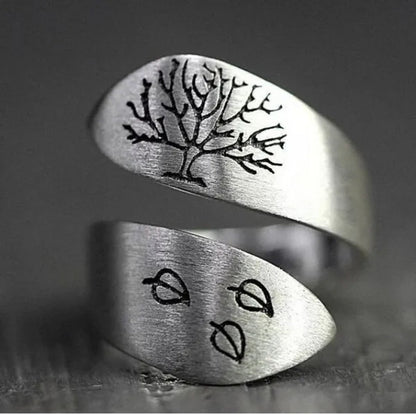 S925 Sterling Silver Vintage Women's Men's Ring Fashion Tree of Life Ring Jewelry Accessories
