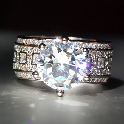 Luxurious  Silver Natural Gemstones White Sapphire Wedding Birthstone Bride Flower Engagement Ellipse Drop Ring Jewelry Size 6 7 8 9 10