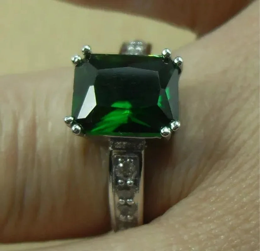 6-Color Natural 3.58CT White/Alexandrite/Sapphire/Pink/Emerald/Ruby Diamond 14K White Gold Ring Size 6-10