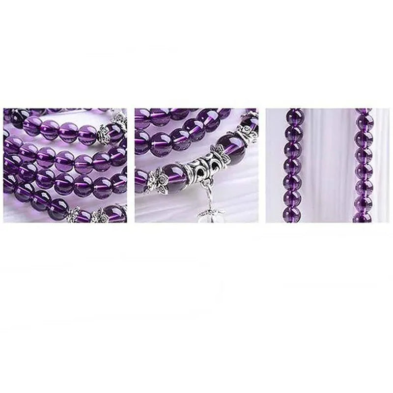 Buddhist Amethyst Bracelet Stones Chakra Dolphin Beaded Prayer Bangle
